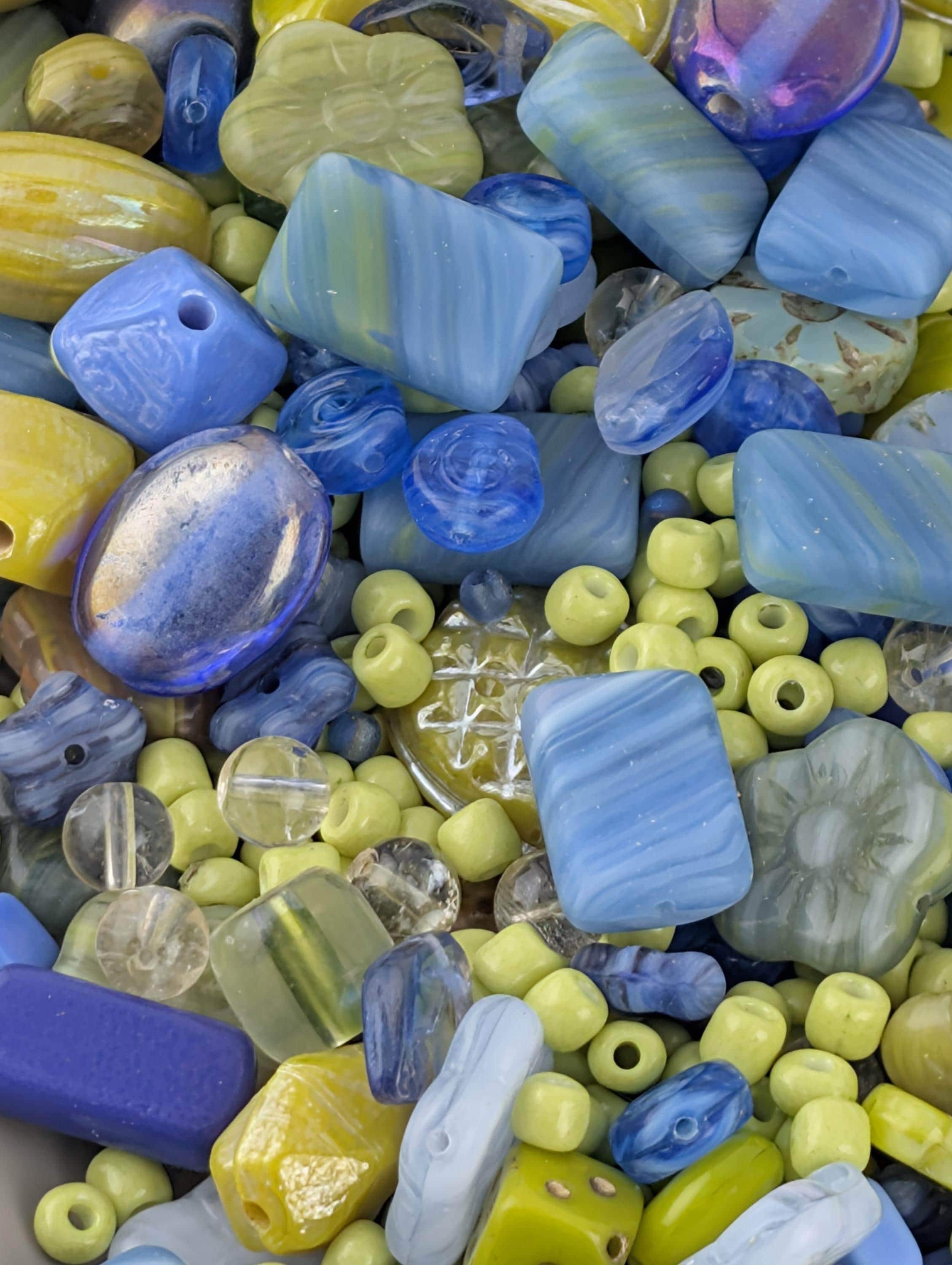 1 Czech Glass Bead Mix: Blueberry Limeade Palette (2oz Assortment)