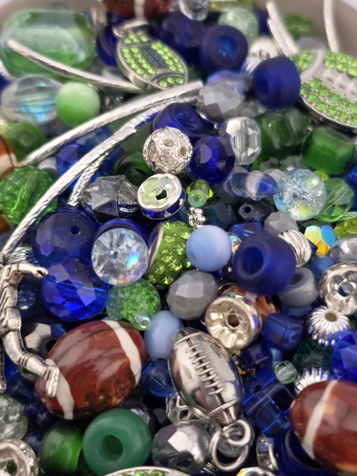 12th Strand Glass Beads, Mixed Green and Blue | Faceted Artisan Blend | 56g Jewelry Making