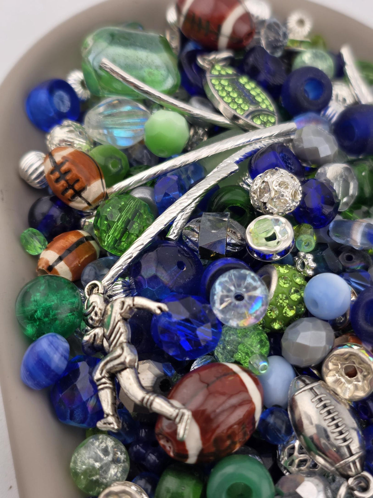12th Strand Glass Beads, Mixed Green and Blue | Faceted Artisan Blend | 56g Jewelry Making