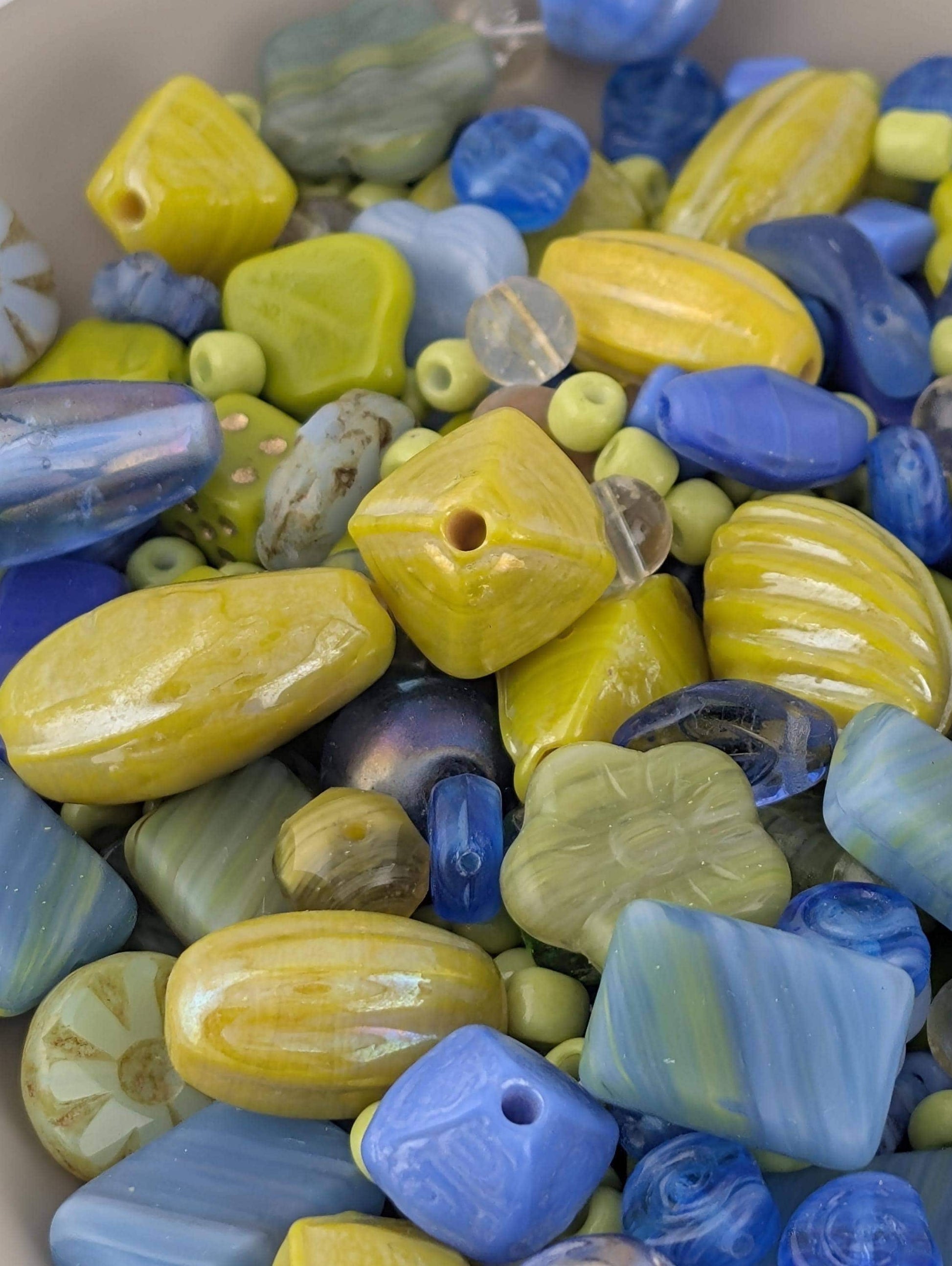 1 Czech Glass Bead Mix: Blueberry Limeade Palette (2oz Assortment)