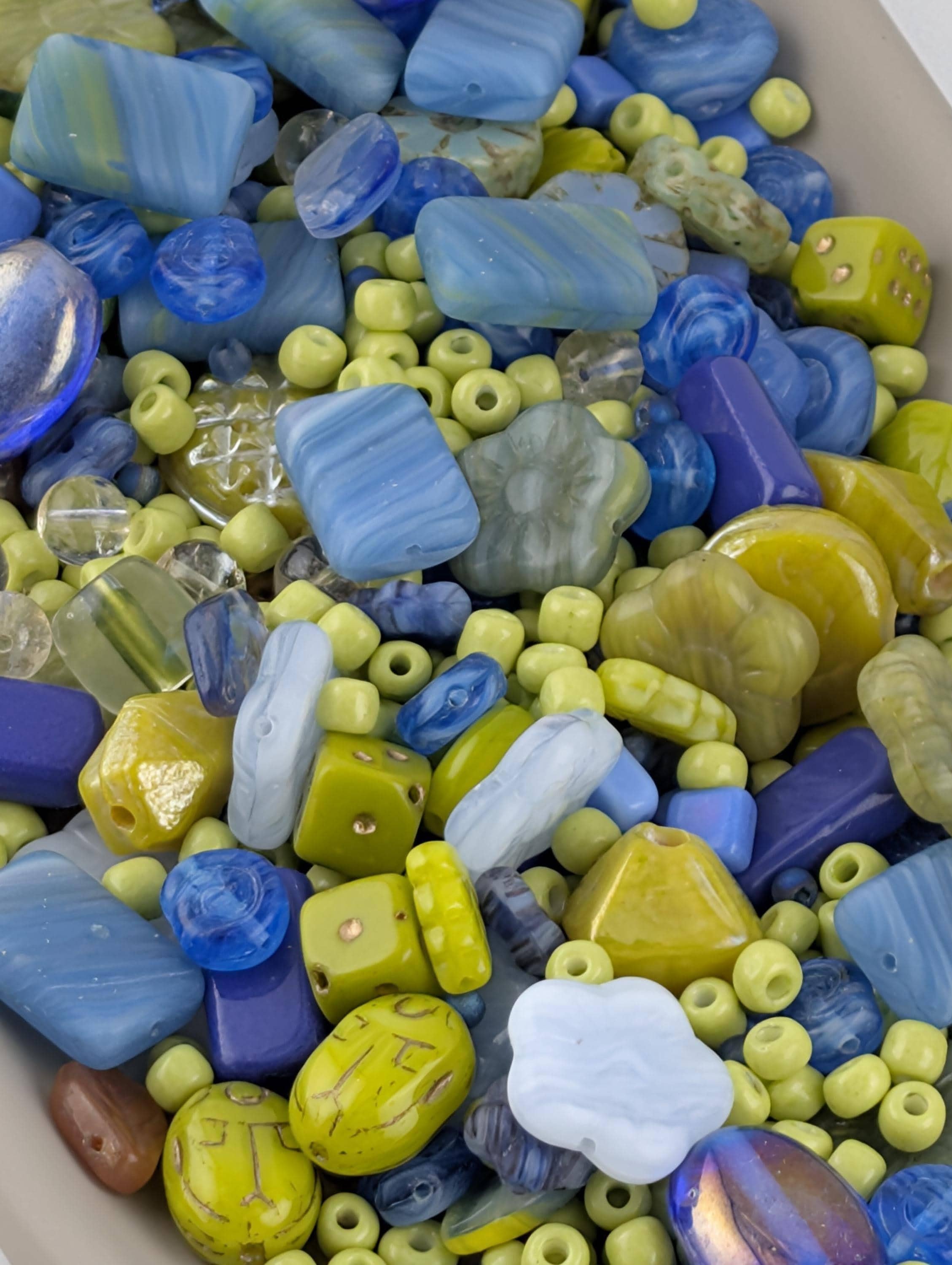 1 Czech Glass Bead Mix: Blueberry Limeade Palette (2oz Assortment)