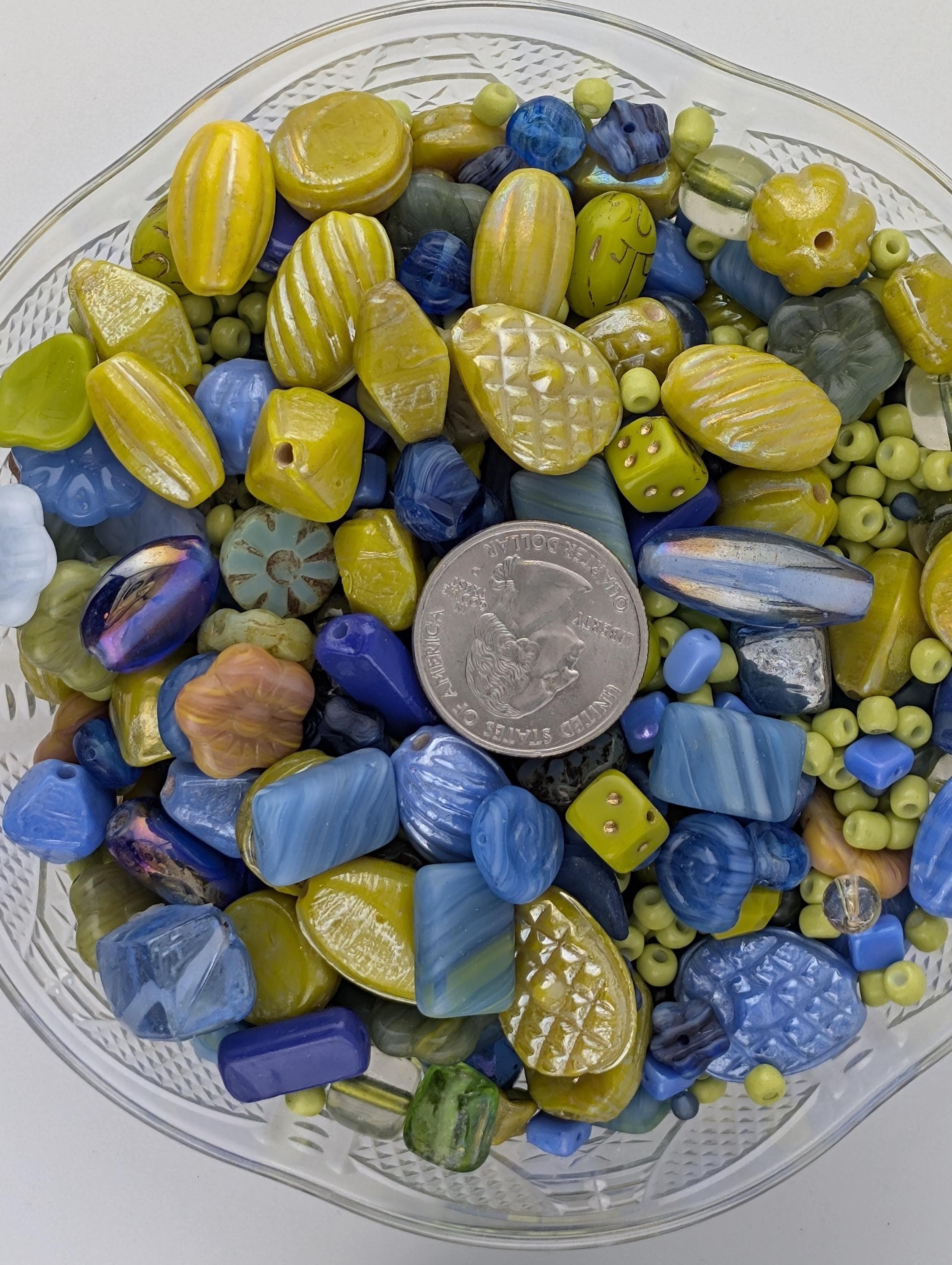 1 Czech Glass Bead Mix: Blueberry Limeade Palette (2oz Assortment)