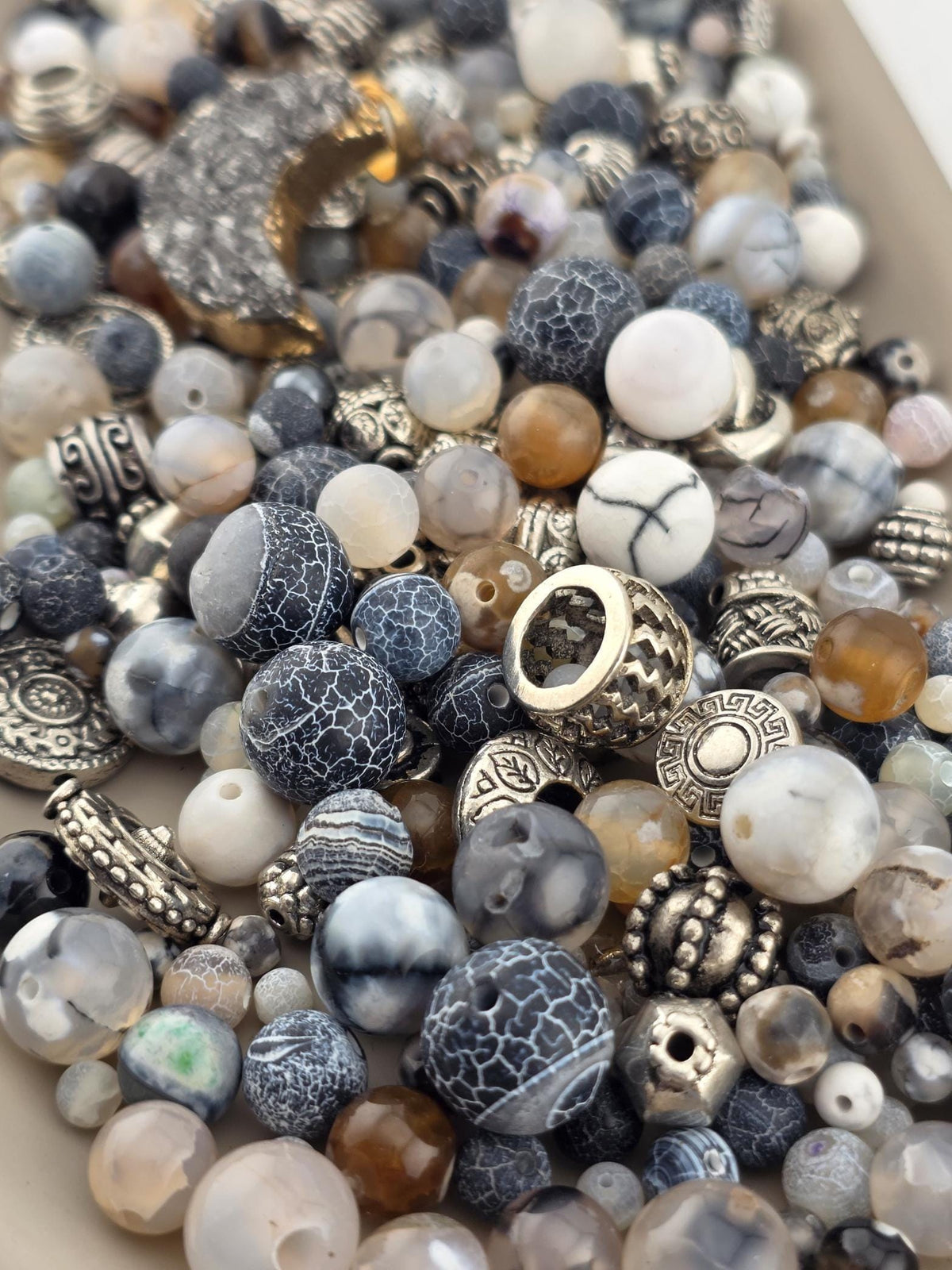 Dyed Agate Beads Mix, Natural Stone Gemstones | Jewelry Supply | 2oz Bulk Lot