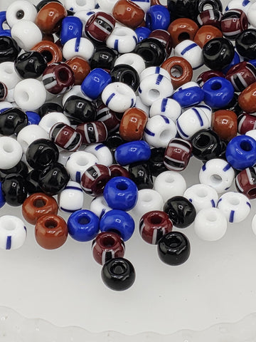 Artisan Glass Beads, Striped Czech Mix | Colorful Seed Beads | 15g Craft Supply