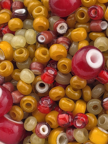 1 Savannah Sunset Trade Beads - Amber, Honey & Vintage Red Mix