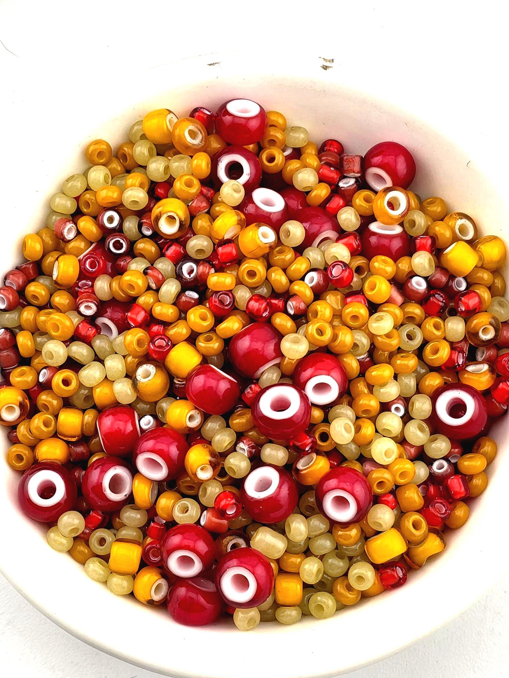 1 Savannah Sunset Trade Beads - Amber, Honey & Vintage Red Mix