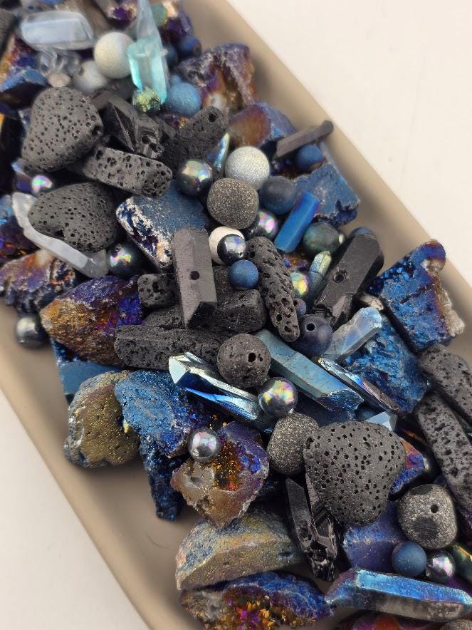 Gemstone Bead Soup: Titanium Rainbow Mix | Lava Rock, Natural Elements