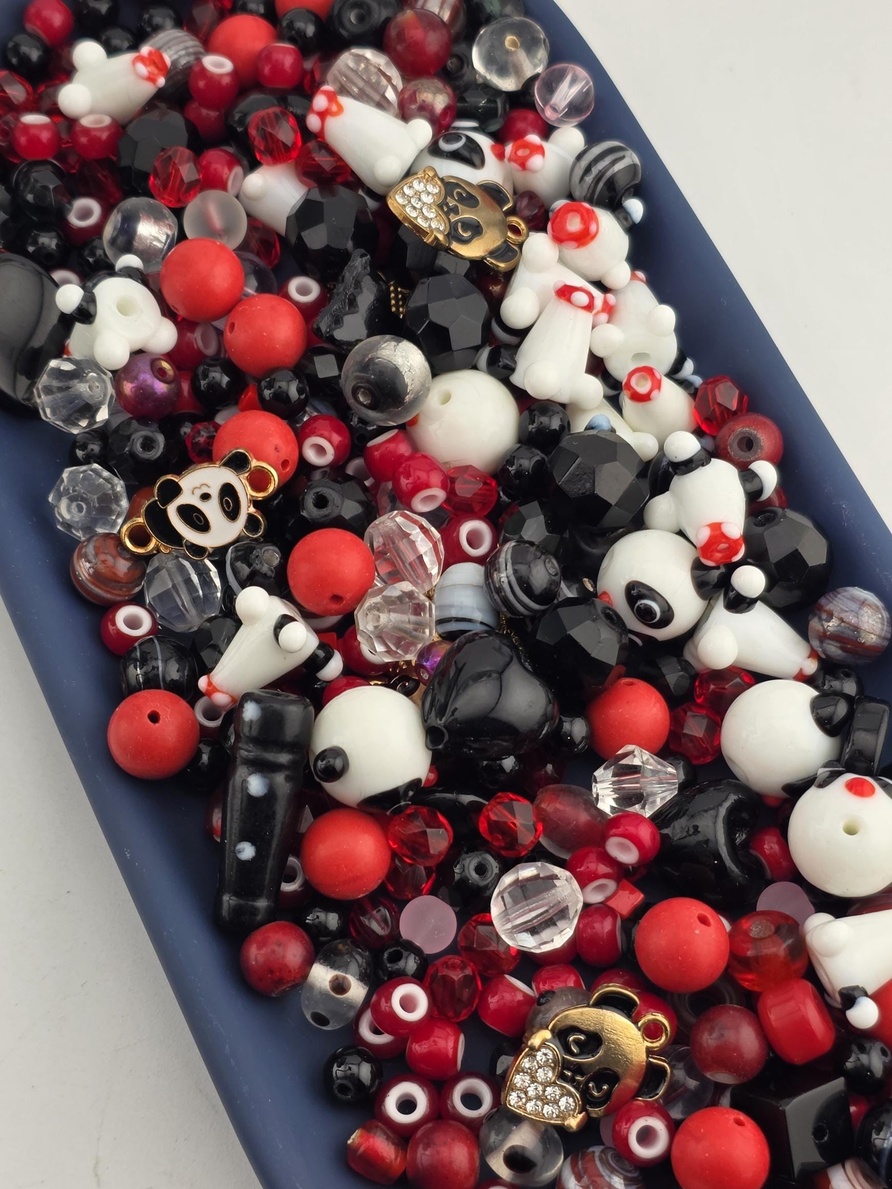 Panda Pop Glass Beads: Colorful Mixed Shapes (56g Package)