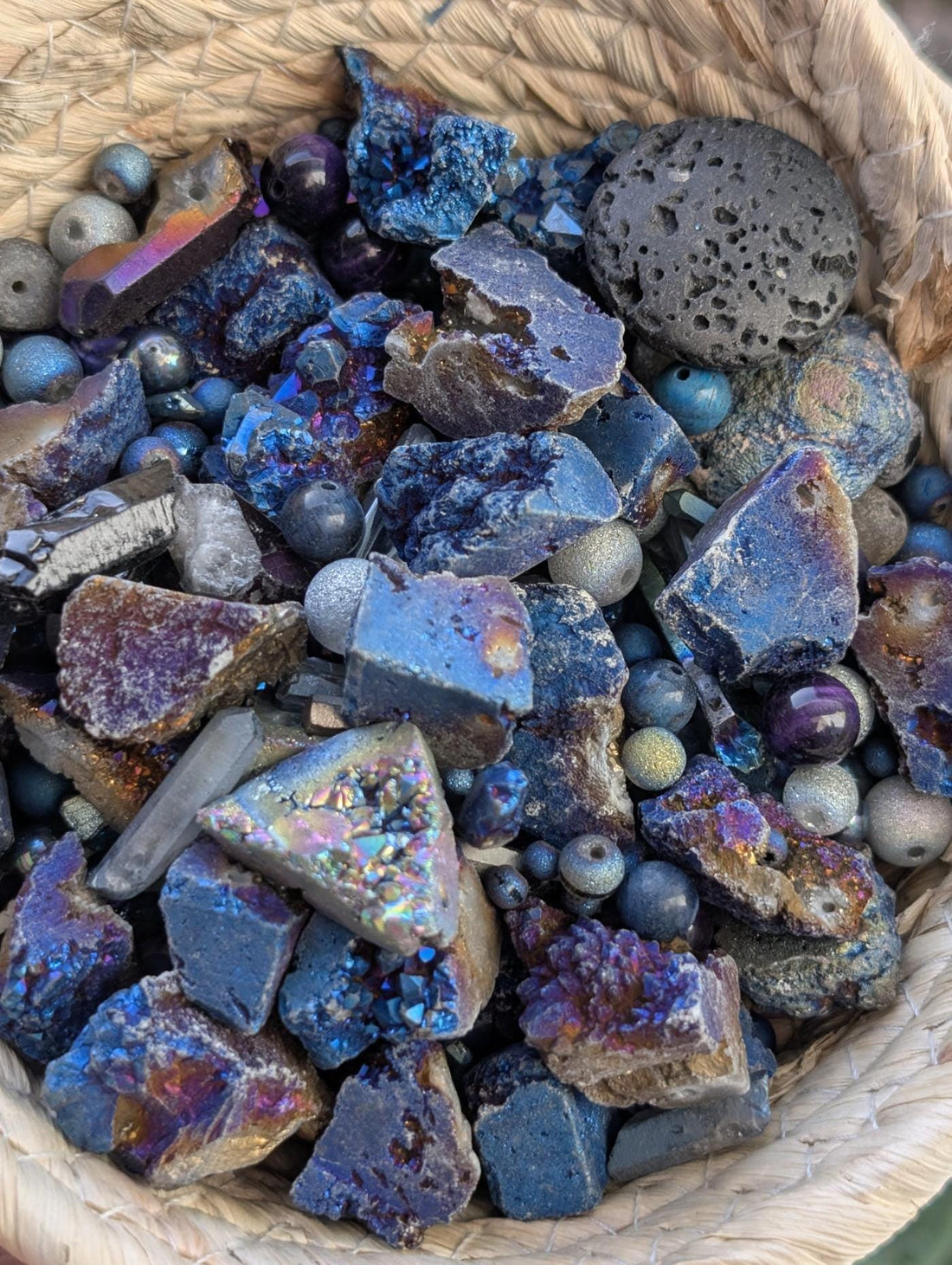 Gemstone Bead Soup: Titanium Rainbow Mix | Lava Rock, Natural Elements