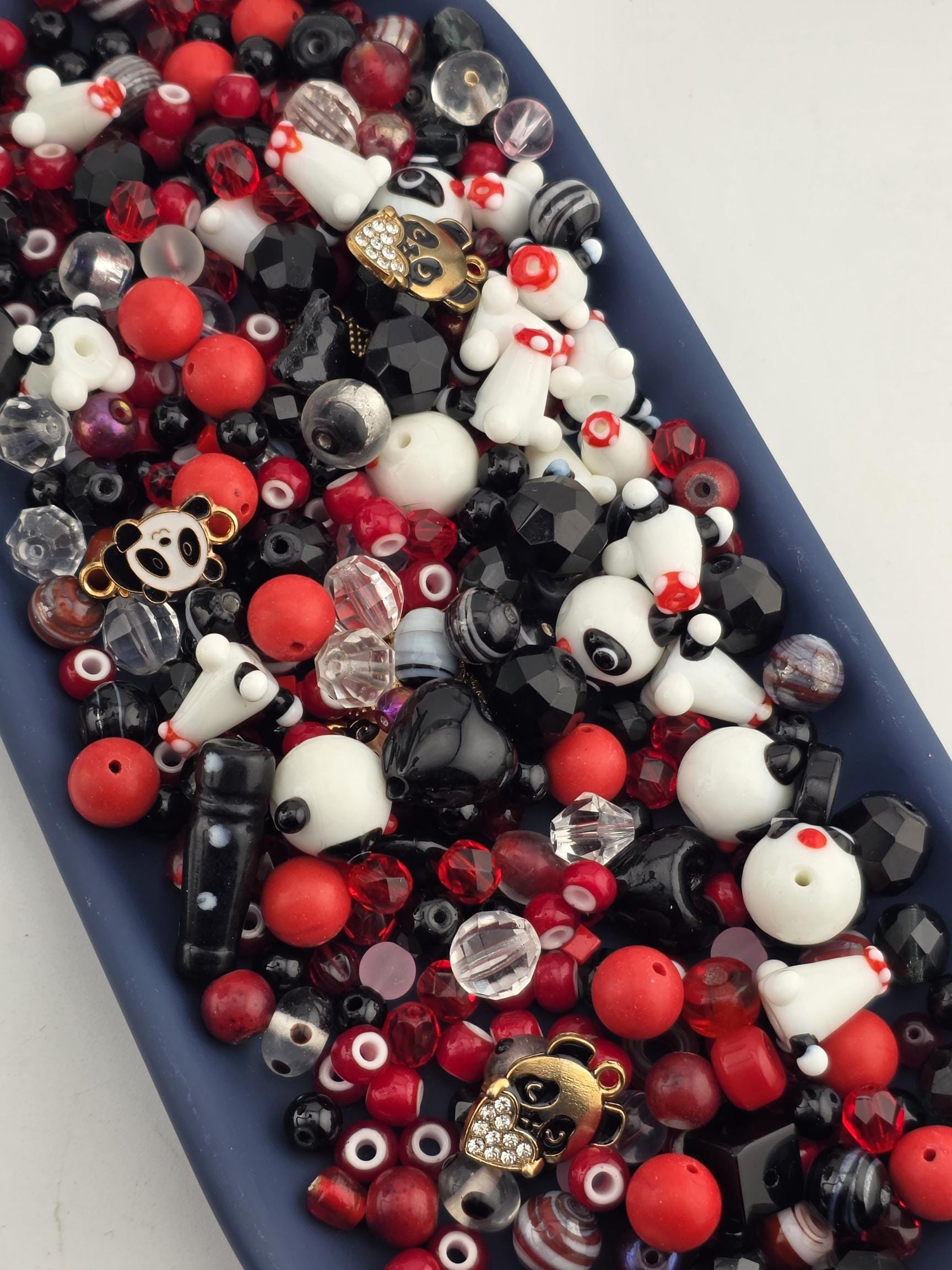 Panda Pop Glass Beads: Colorful Mixed Shapes (56g Package)