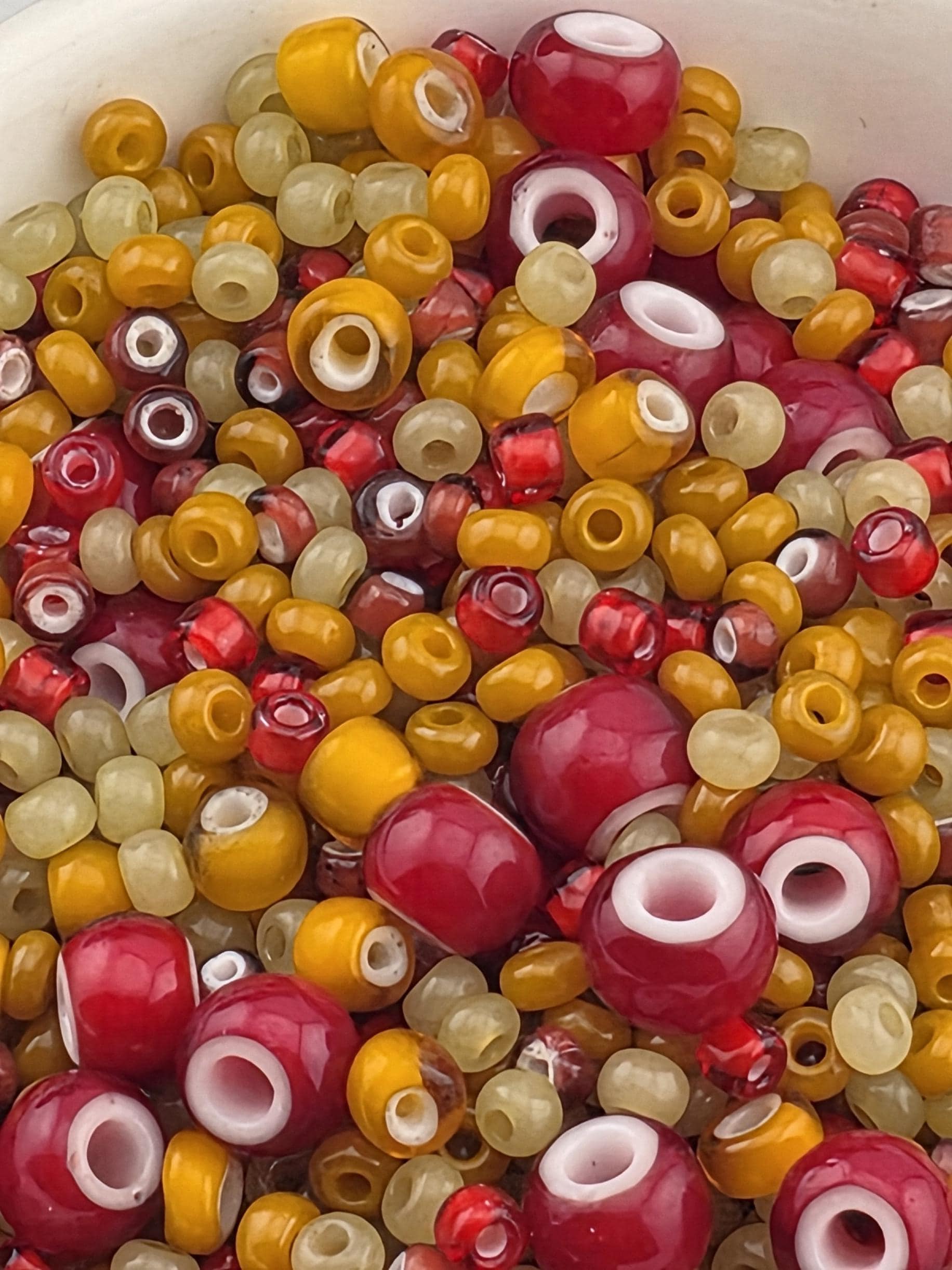 1 Savannah Sunset Trade Beads - Amber, Honey & Vintage Red Mix