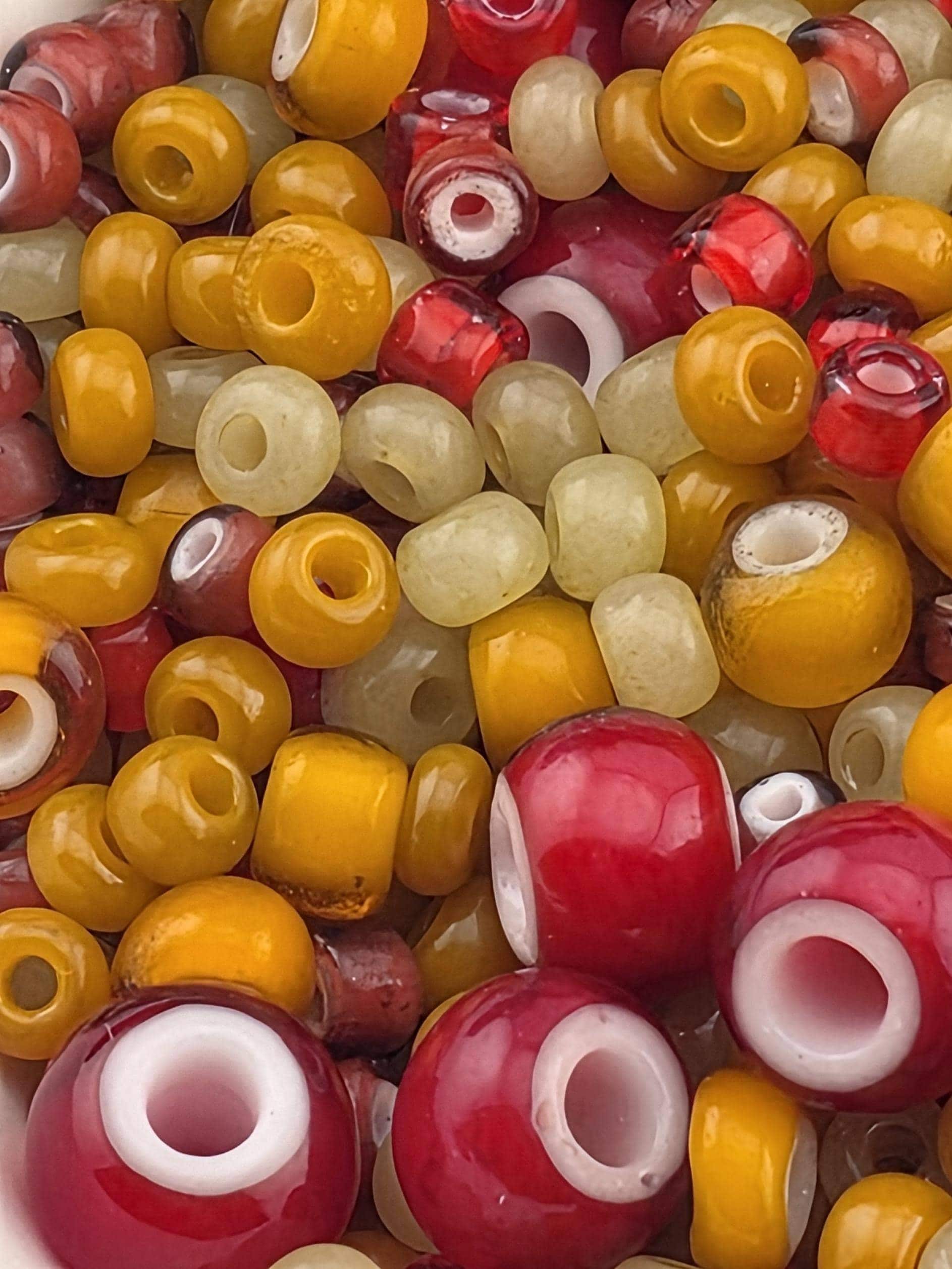 1 Savannah Sunset Trade Beads - Amber, Honey & Vintage Red Mix