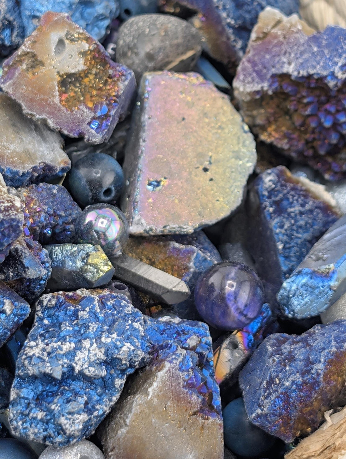 Gemstone Bead Soup: Titanium Rainbow Mix | Lava Rock, Natural Elements
