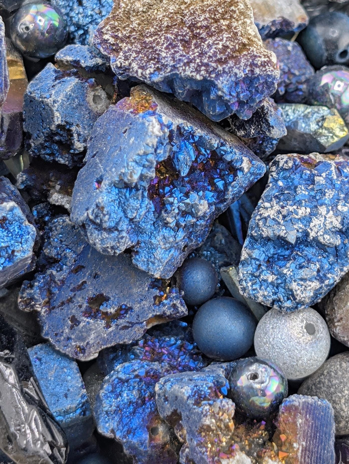 Gemstone Bead Soup: Titanium Rainbow Mix | Lava Rock, Natural Elements