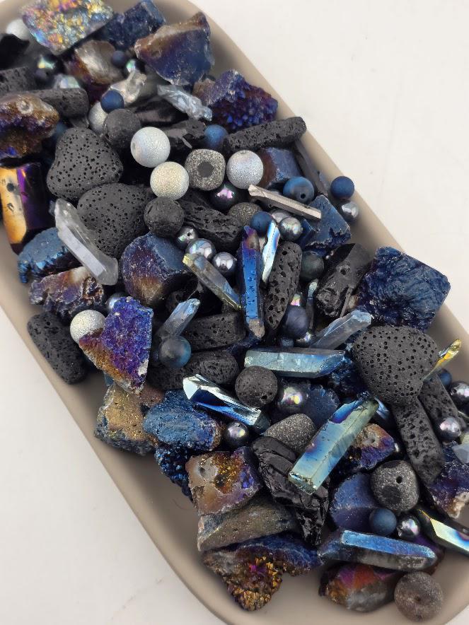 Gemstone Bead Soup: Titanium Rainbow Mix | Lava Rock, Natural Elements