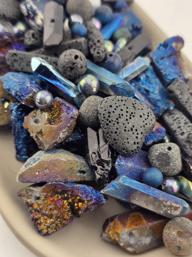 Gemstone Bead Soup: Titanium Rainbow Mix | Lava Rock, Natural Elements