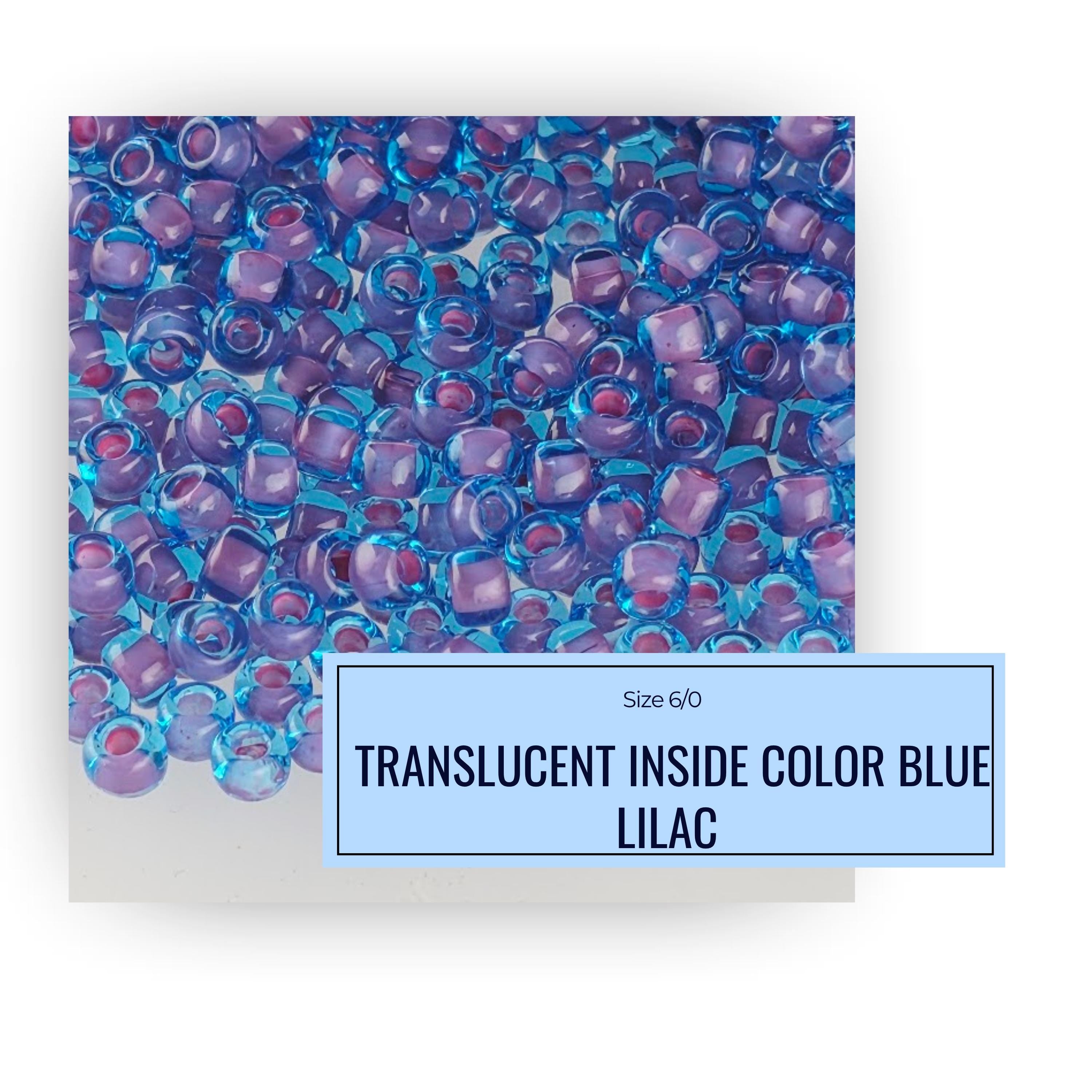 The image is a collage of multiple images featuring a large number of small, clear beads in various shades of blue and purple. The beads are scattered across the frame, creating a visually striking and colorful composition.