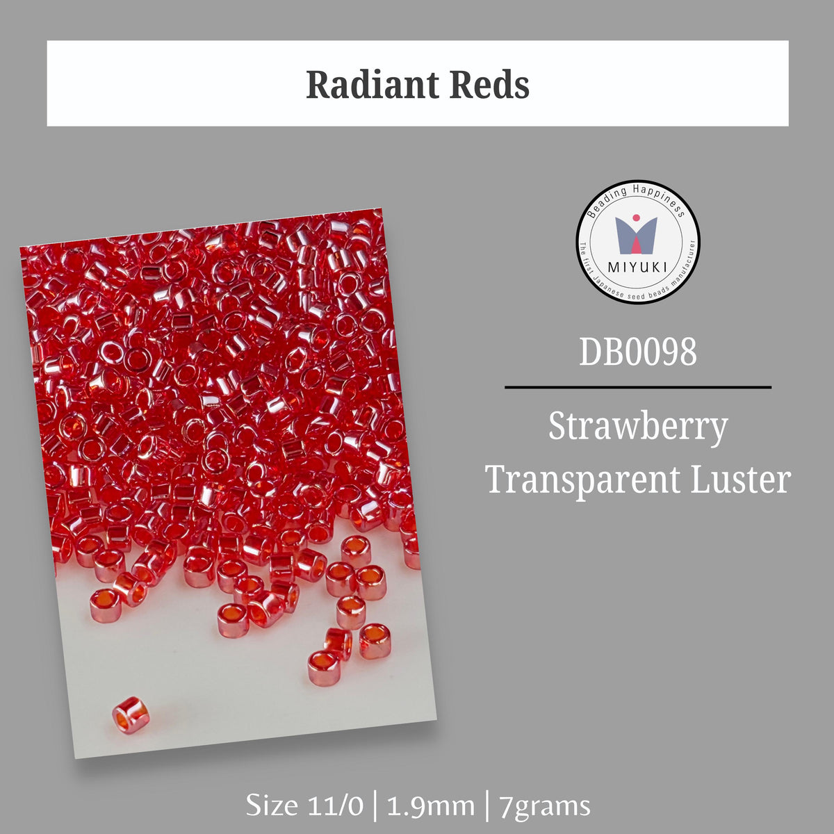 a collection of red beads, specifically radiant reds, scattered across a white background. The beads are of various sizes, with some being larger and others smaller. The image does not contain any text, and the focus is on the beads and their arrangement.