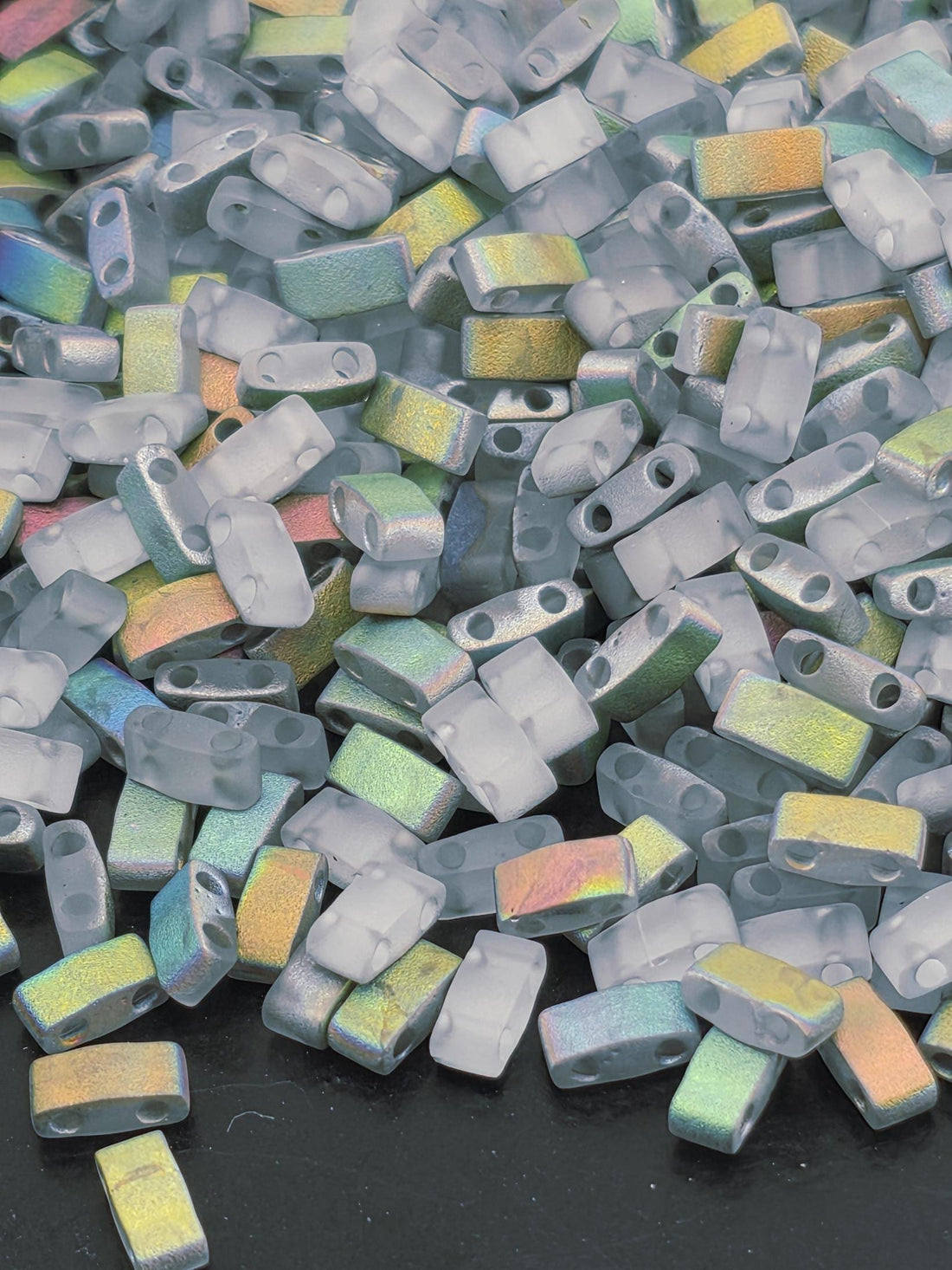 HTL4557-Miyuki Half-TIla Beads:Vitrail/Clear Matte SC (7.5g pkg)