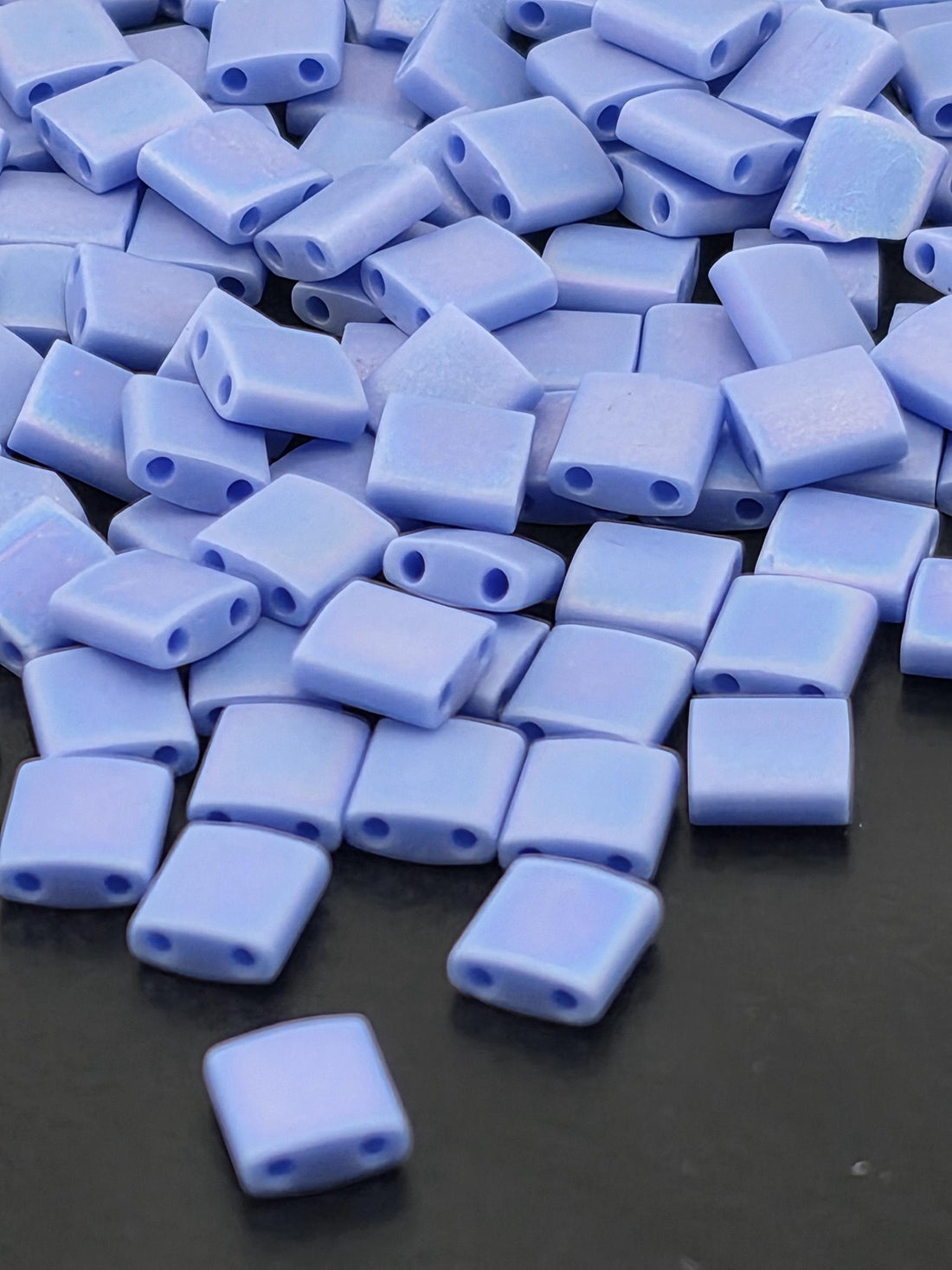 Miyuki Tila Beads - Dark Periwinkle Opaque Rainbow | Two-Hole Glass | 5X5X1.9Mm 7.5G Pkg