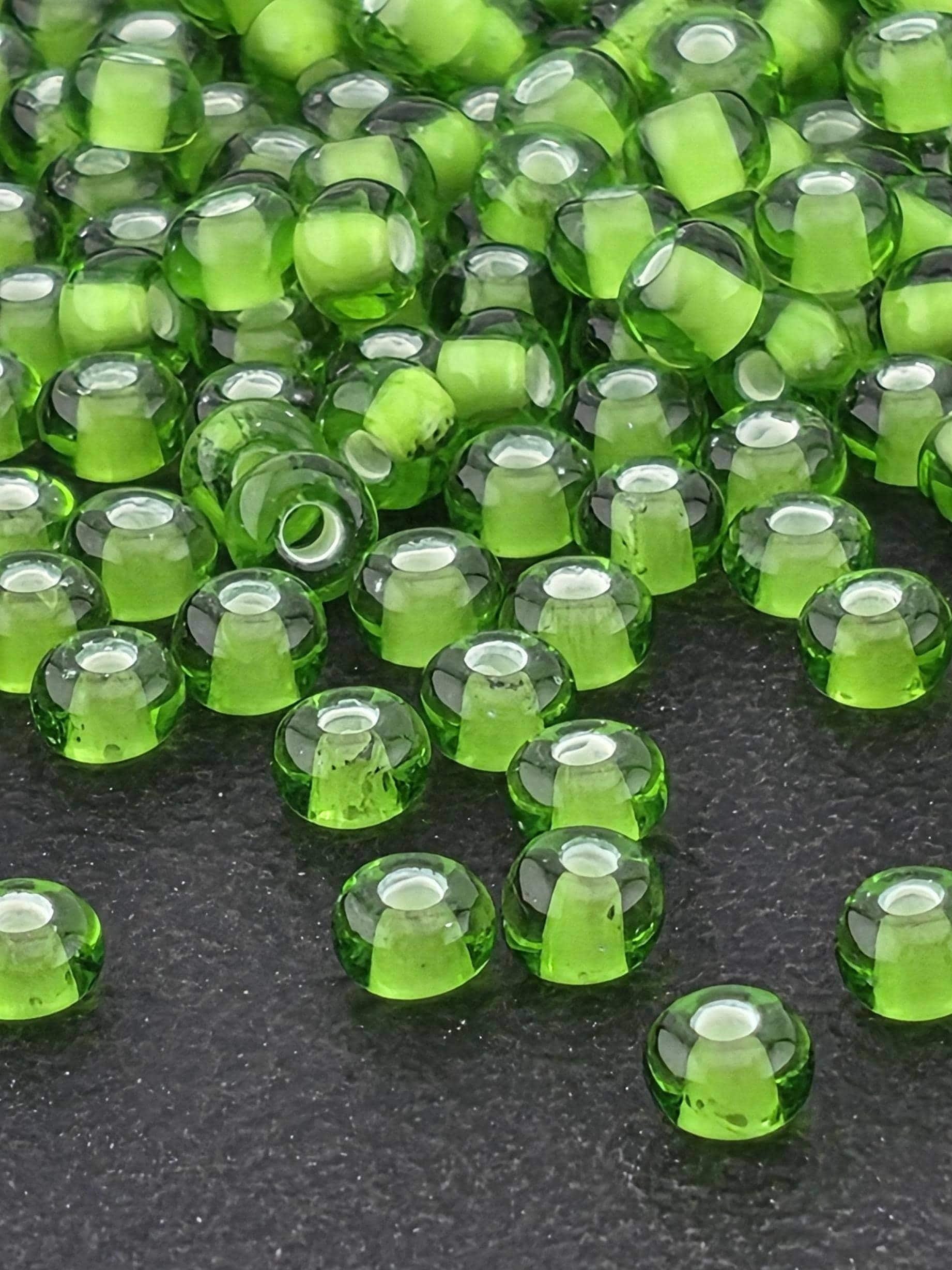 Transparent Green Chalkwhite Lined Size 6/0 Seed Beads - Preciosa Ornela Czech Glass, 15g Pack - Bead Weaving, Embroidery & DIY Jewelry