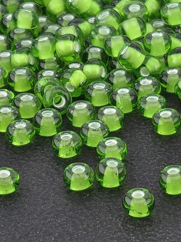 Transparent Green Chalkwhite Lined Size 6/0 Seed Beads - Preciosa Ornela Czech Glass, 15g Pack - Bead Weaving, Embroidery & DIY Jewelry