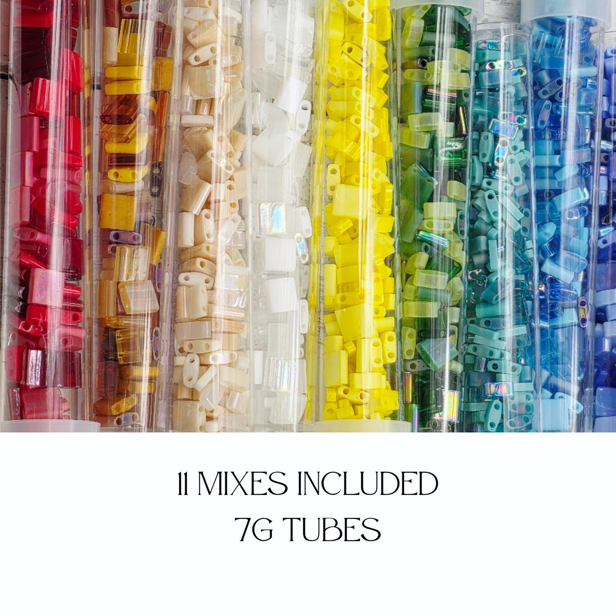 Monochrome Tila Bead Bundle | 11 Miyuki Tila, Half-Tila, Quarter-Tila Mixes | Tonal Rainbow Collection for Bead Weaving & Embroidery