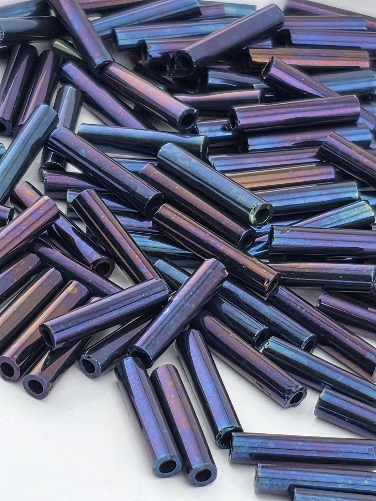 TOHO Bugle Beads 9mm, Metallic Nebula | Glass Tube | Jewelry Making Supply