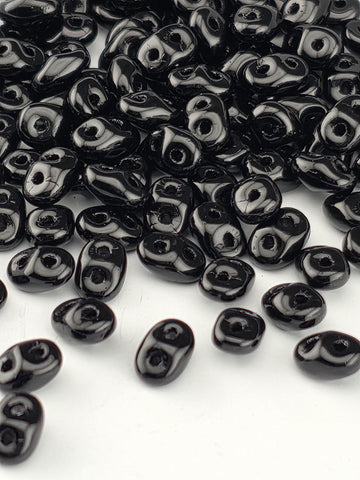 SuperDuo 2 Hole Beads, Japanese Glass | Black Jet | Bead Weaving Supply