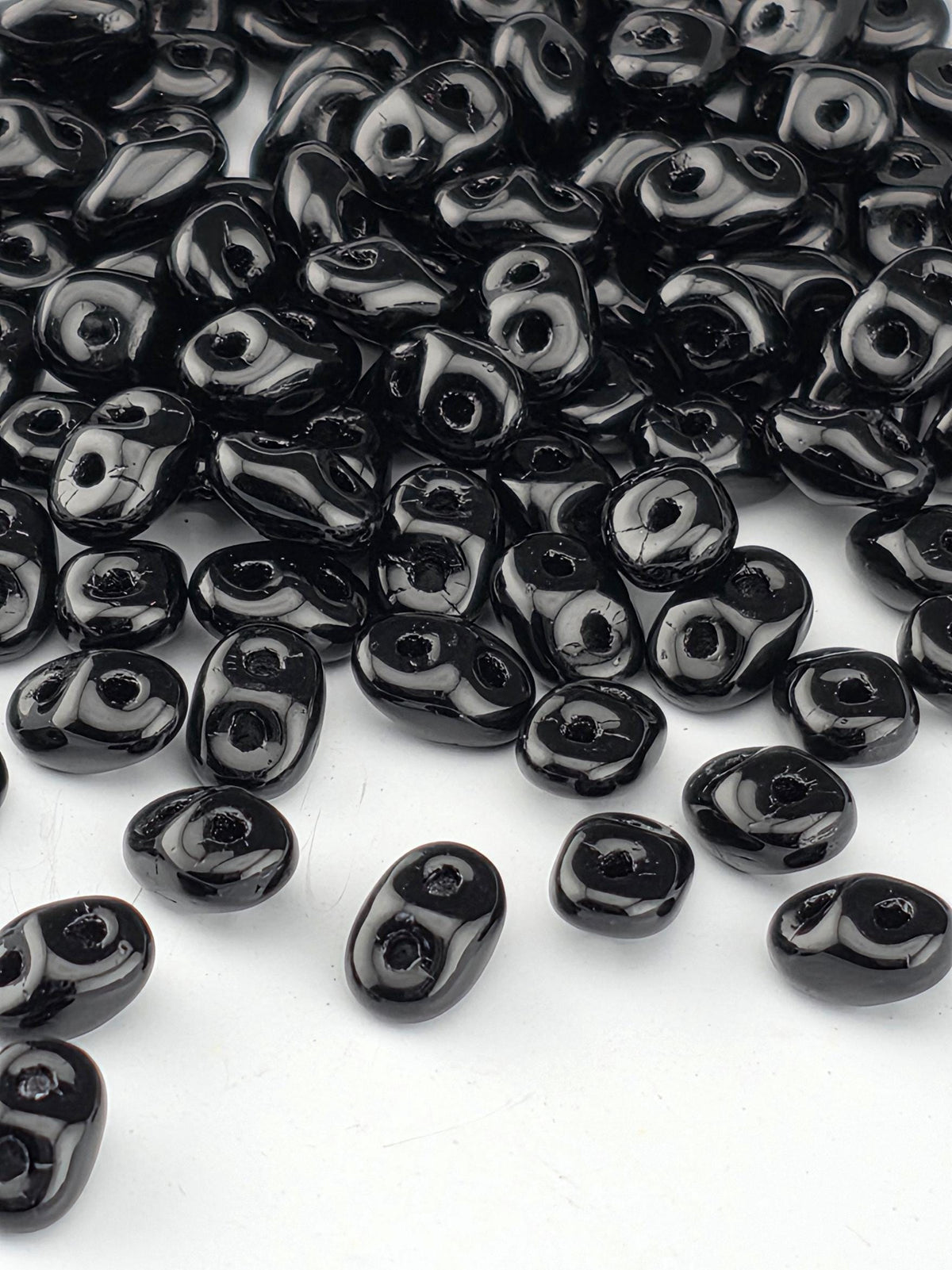 SuperDuo 2 Hole Beads, Japanese Glass | Black Jet | Bead Weaving Supply