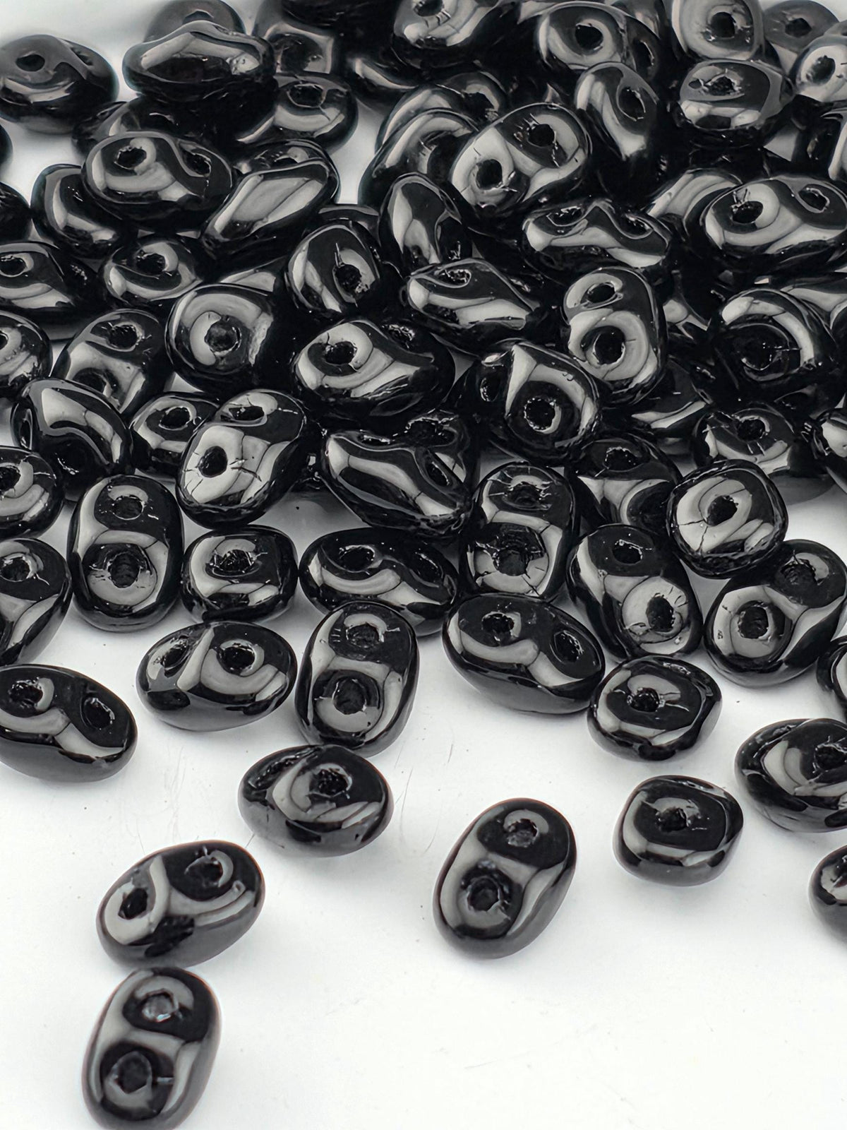 SuperDuo 2 Hole Beads, Japanese Glass | Black Jet | Bead Weaving Supply