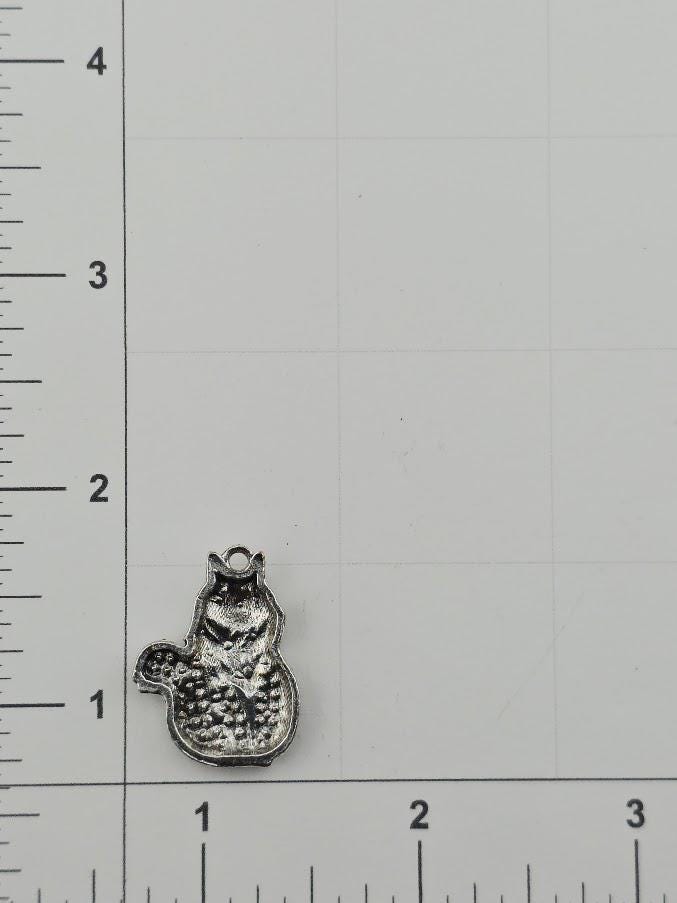 a small metal charm in the shape of a cat.
