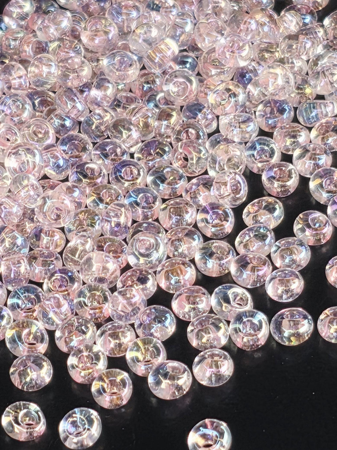 TOHO Magatama 3mm Tube 2.5" : Transparent-Rainbow Ballerina Pink