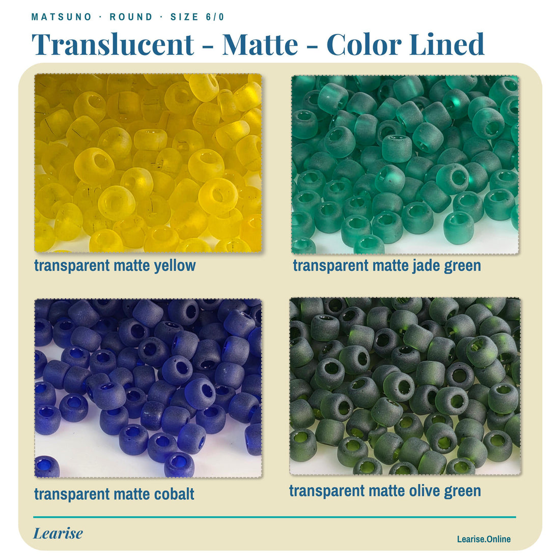 Matsuno 6/0 Seed Beads, Translucent Matte Frosted | Rainbow Color Lined | 15g
