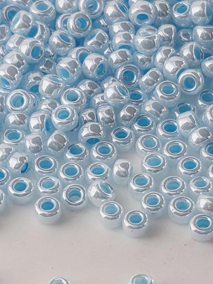 Miyuki Rocailles Seed Beads, Baby Blue Opaque Luster (11/0, 20g)
