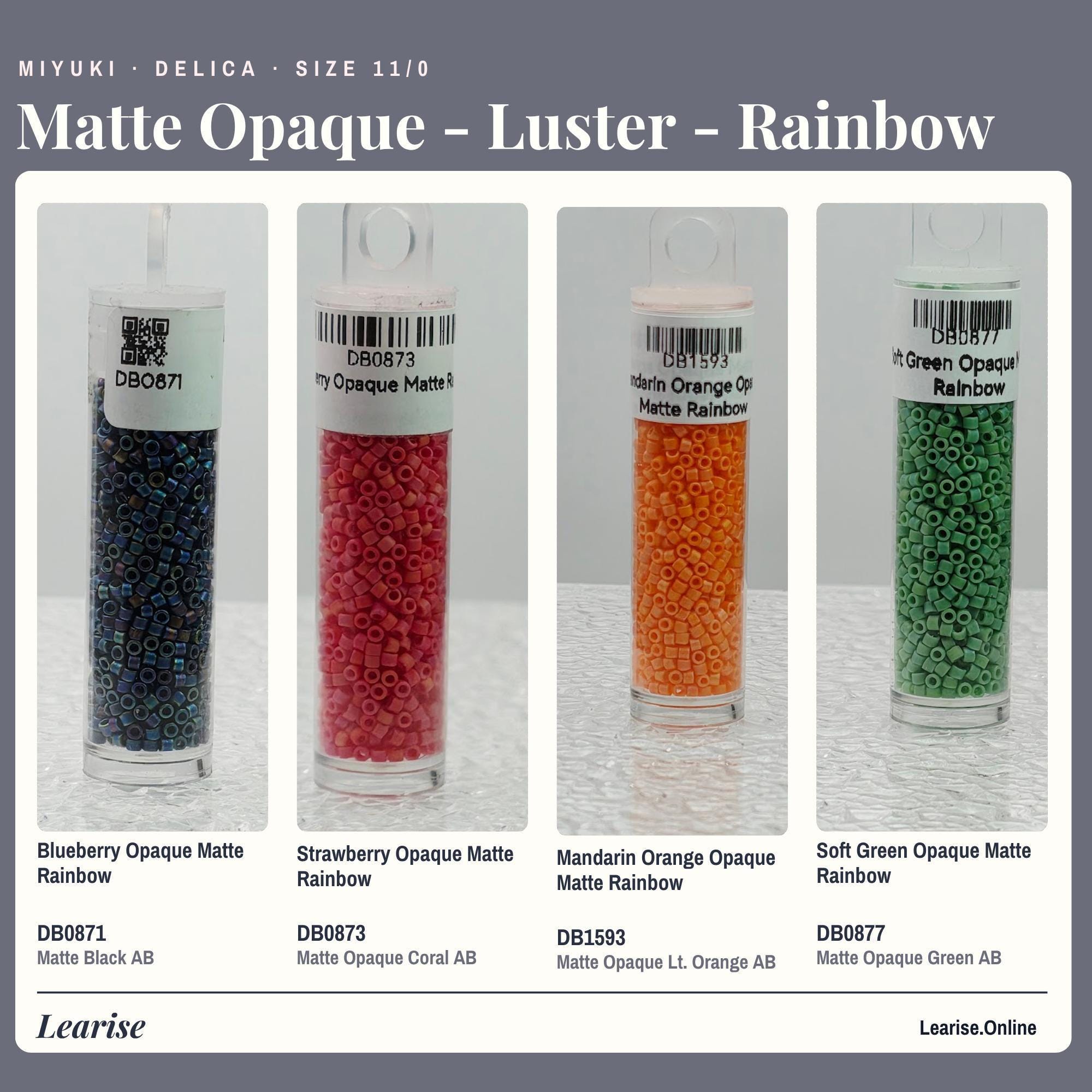 Miyuki Delica Seed Beads, Matte Tile Finish | Size 11/0 | 7g Package
