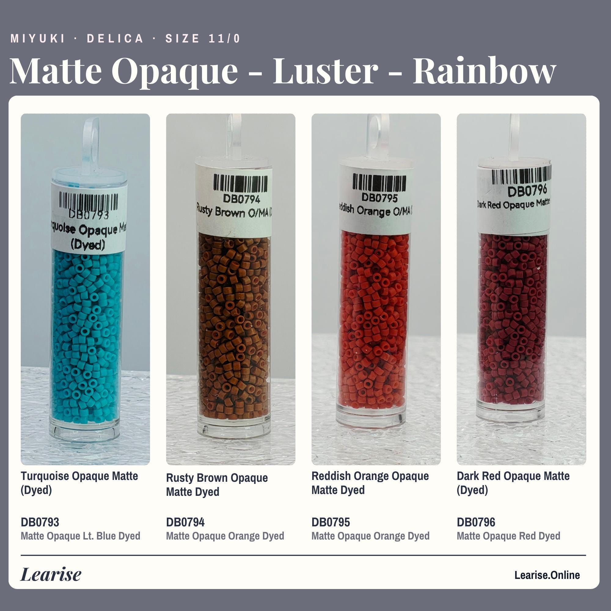 Miyuki Delica Seed Beads, Matte Tile Finish | Size 11/0 | 7g Package