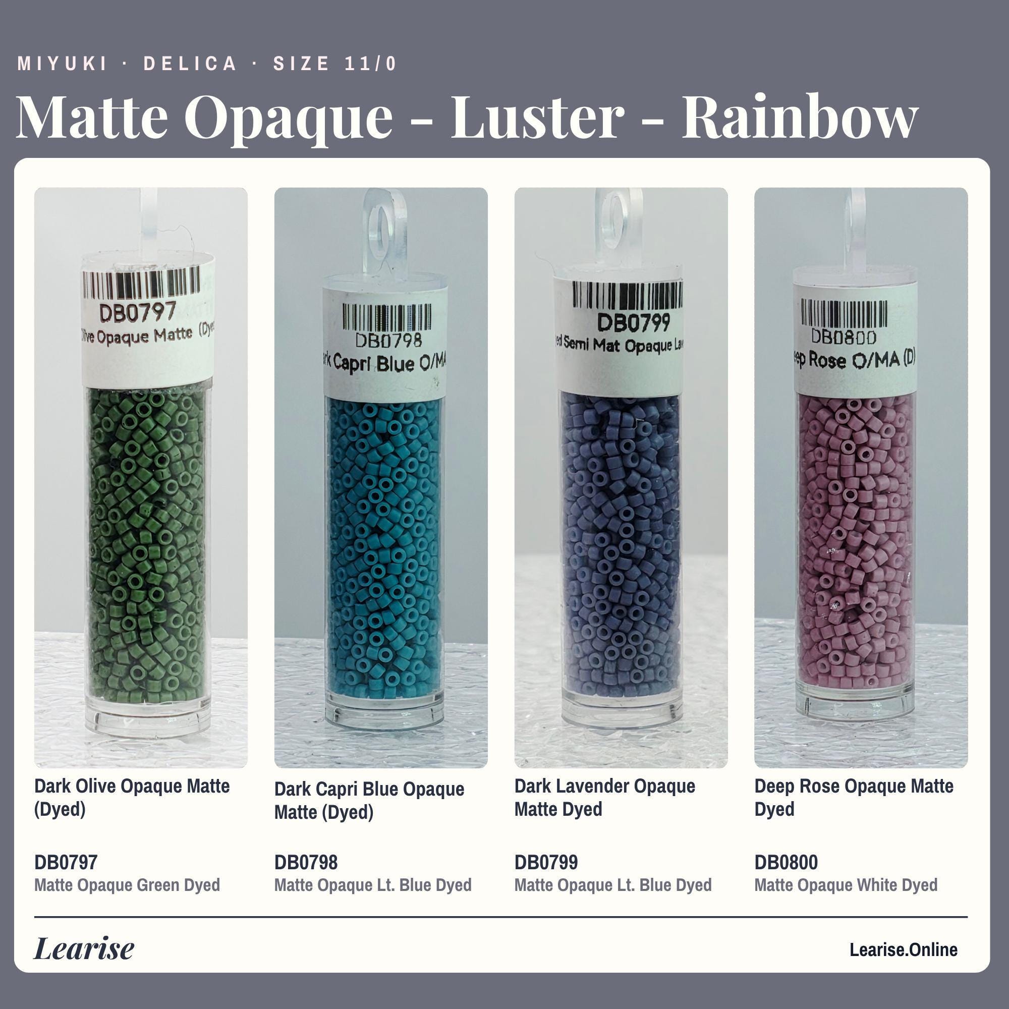 Miyuki Delica Seed Beads, Matte Tile Finish | Size 11/0 | 7g Package