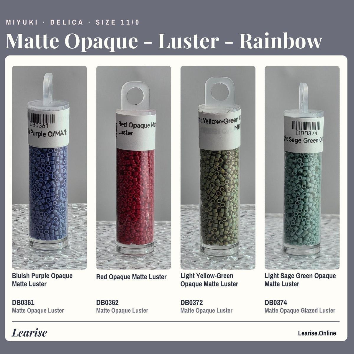 Miyuki Delica Seed Beads, Matte Tile Finish | Size 11/0 | 7g Package