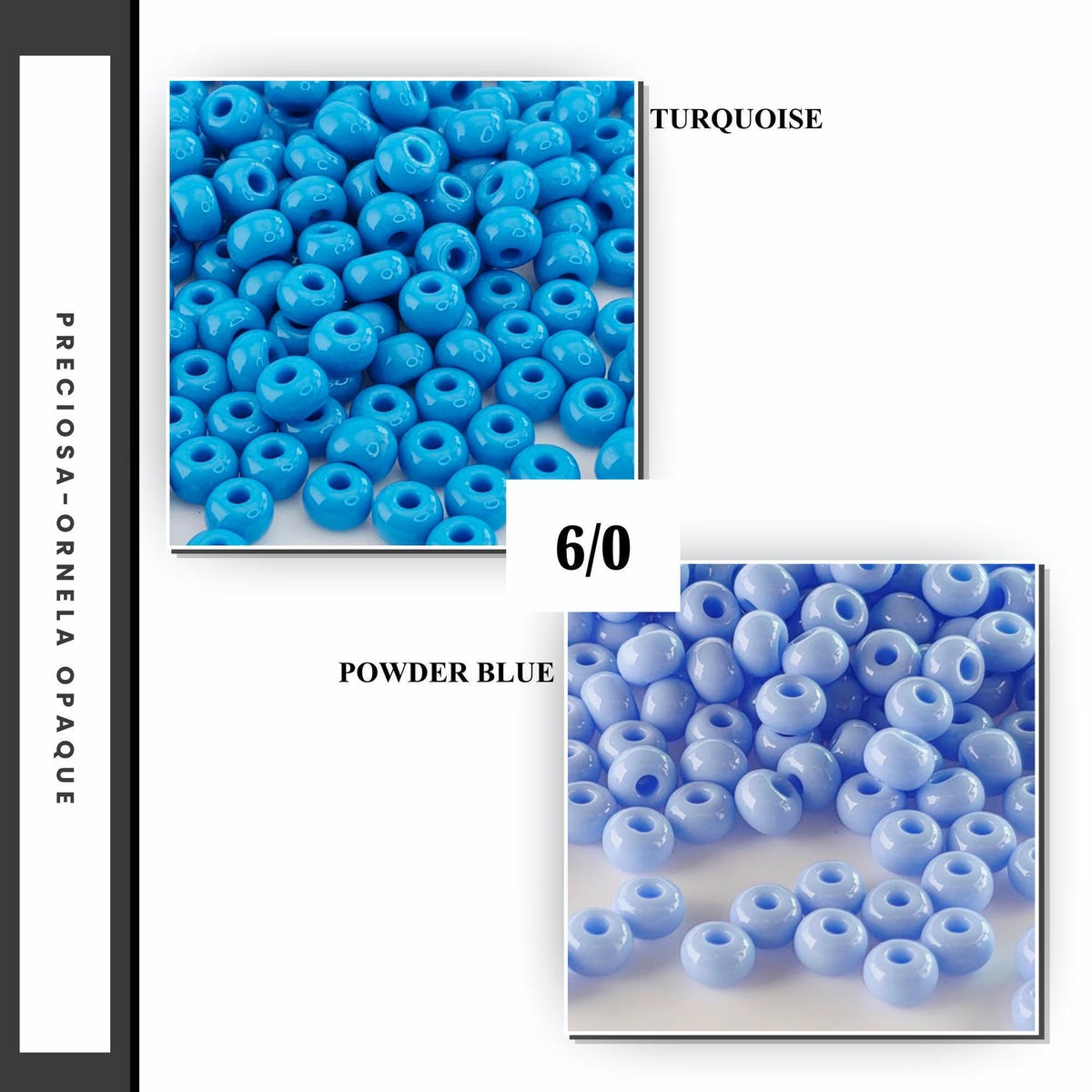 Preciosa Size 6 Seed Beads, Blue Opaque | Czech Glass | Bead Weaving