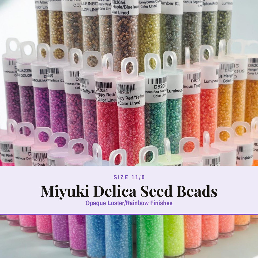 Miyuki Delica Seed Beads, Size 11/0 | Neon Inspired - Glass Cylinder Beads (7g Tube)