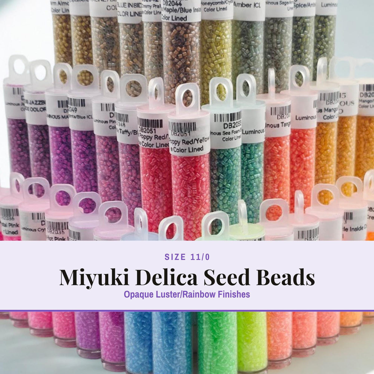 Miyuki Delica Seed Beads, Size 11/0 | Neon Inspired - Glass Cylinder Beads (7g Tube)