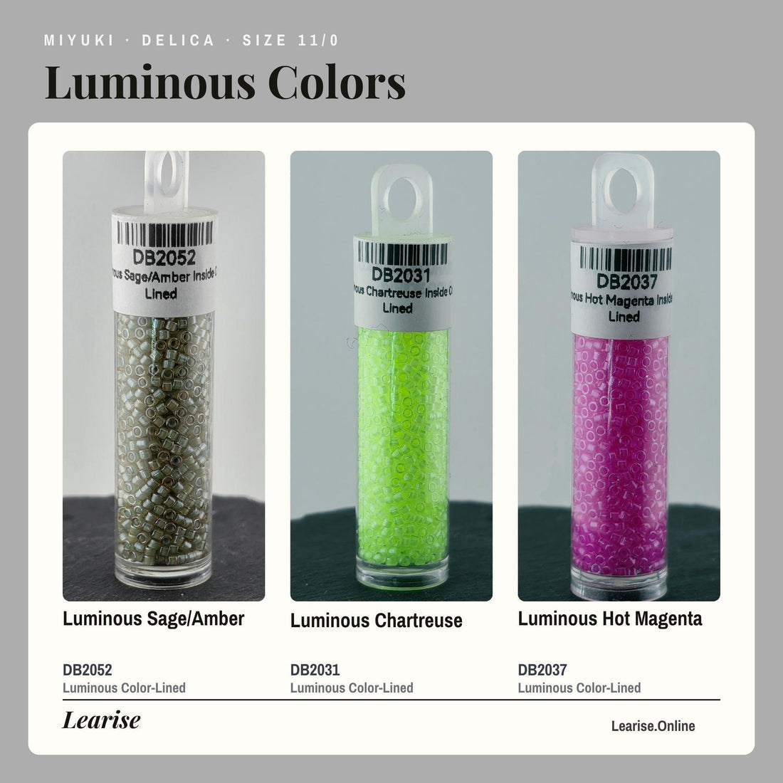 Miyuki Delica Seed Beads, Size 11/0 | Neon Inspired - Glass Cylinder Beads (7g Tube)