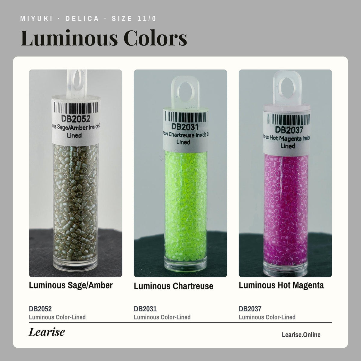 Miyuki Delica Seed Beads, Size 11/0 | Neon Inspired - Glass Cylinder Beads (7g Tube)