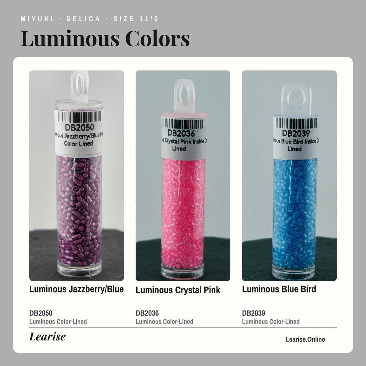 Miyuki Delica Seed Beads, Size 11/0 | Neon Inspired - Glass Cylinder Beads (7g Tube)