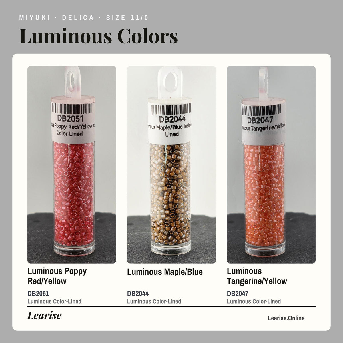 Miyuki Delica Seed Beads, Size 11/0 | Neon Inspired - Glass Cylinder Beads (7g Tube)