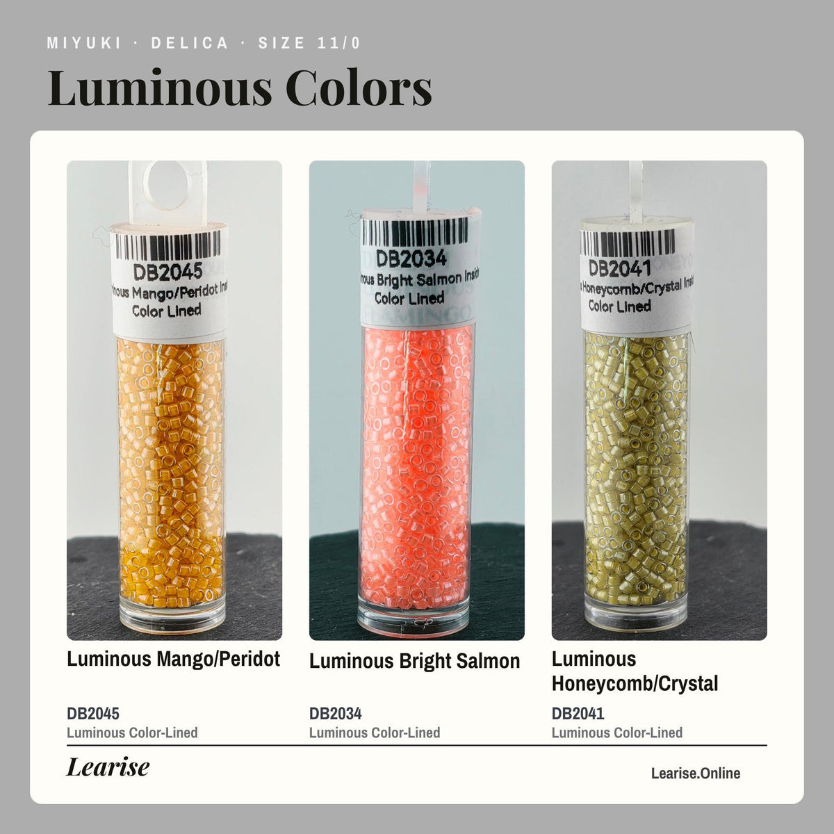Miyuki Delica Seed Beads, Size 11/0 | Neon Inspired - Glass Cylinder Beads (7g Tube)