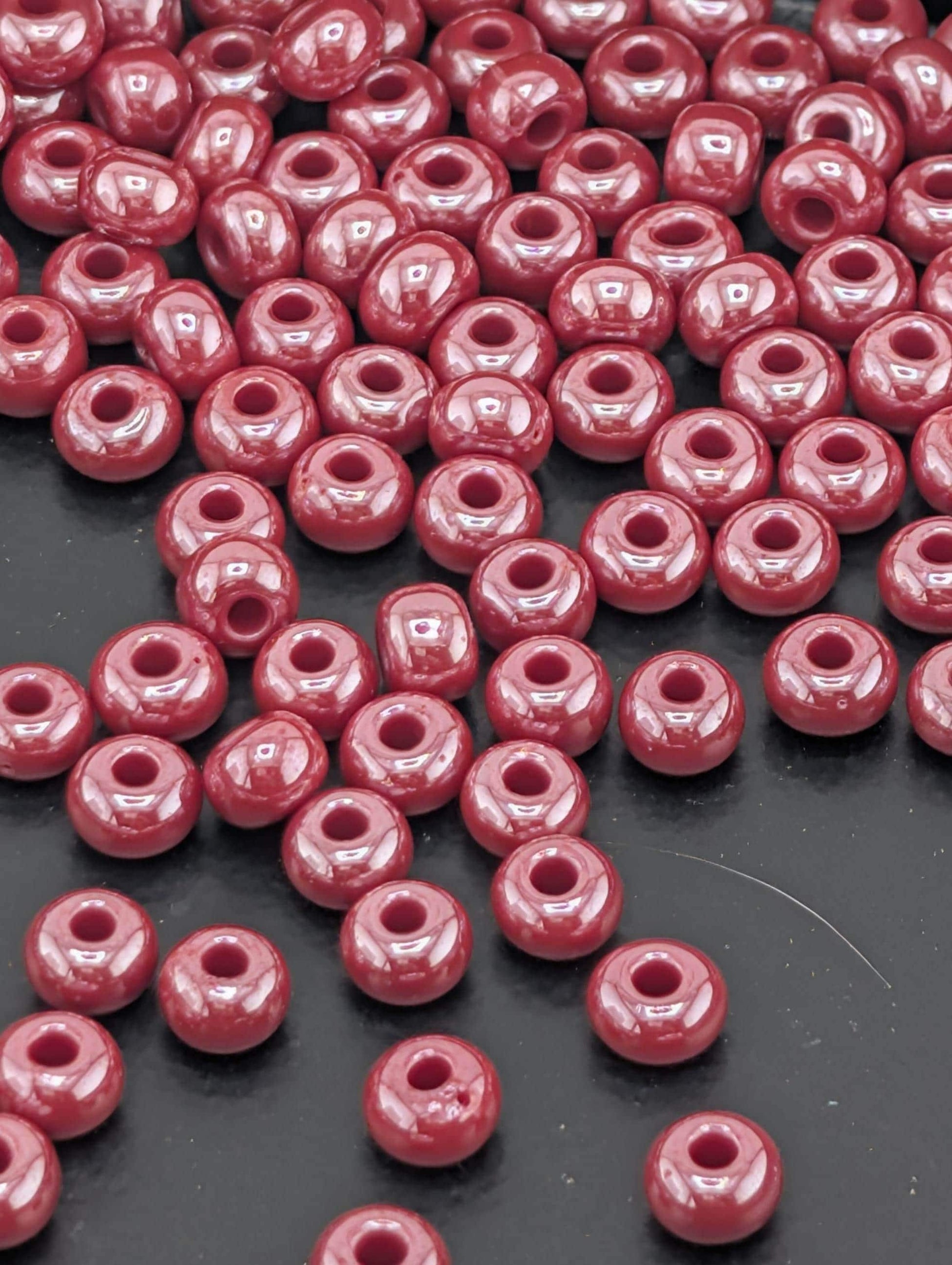 Opaque Luster Dark Red Size 6/0 Seed Beads - Preciosa Ornela Czech Glass, 15g Pack - Bead Weaving, Embroidery & DIY Jewelry