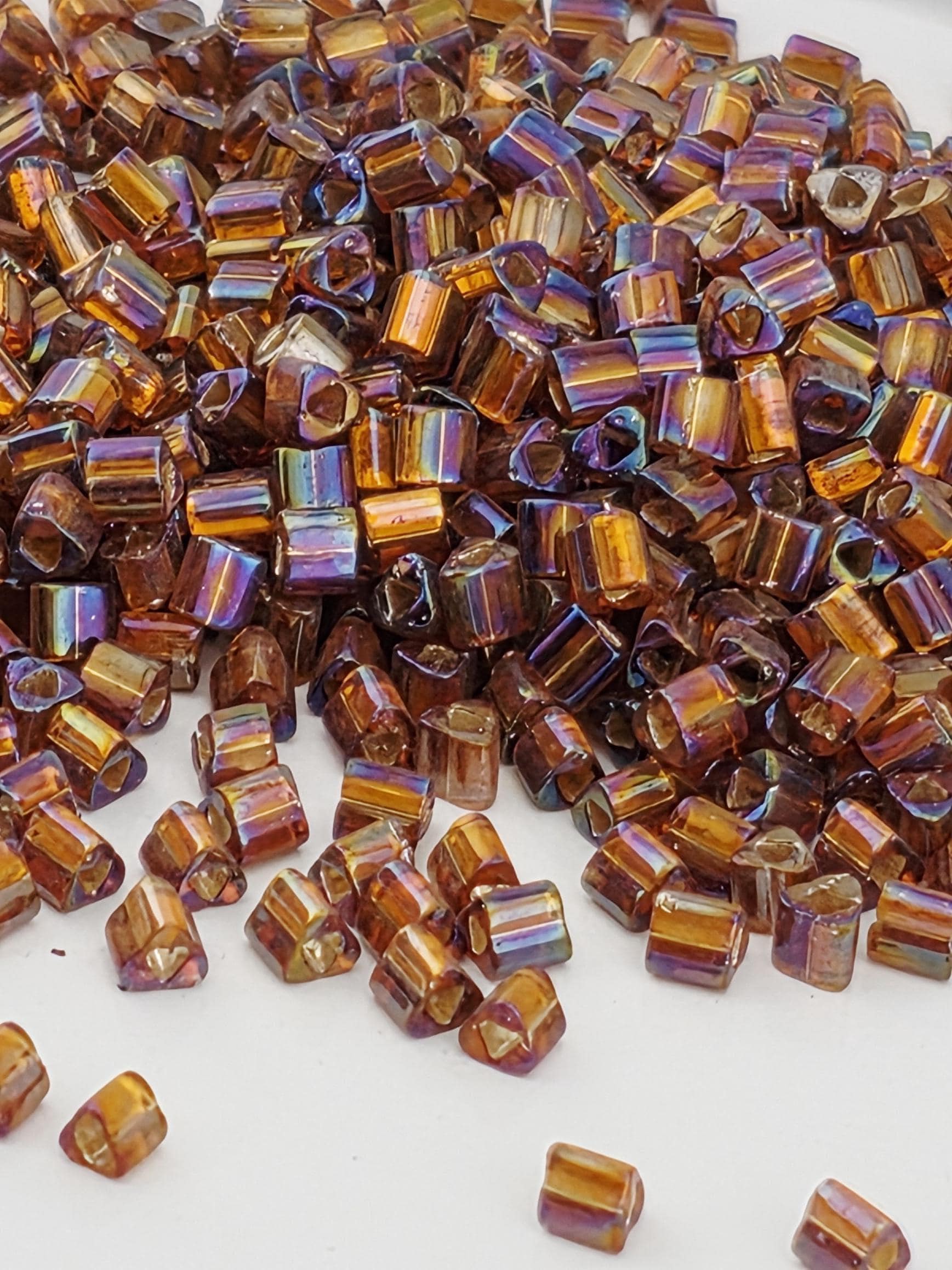 Silver-Lined Rainbow Topaz | Triangle Size 11/0 | TOHO | 2.5" Tube