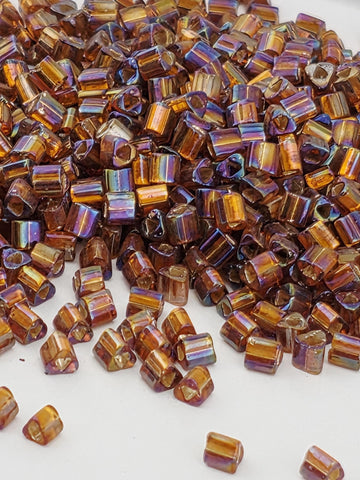 Silver-Lined Rainbow Topaz | Triangle Size 11/0 | TOHO | 2.5" Tube
